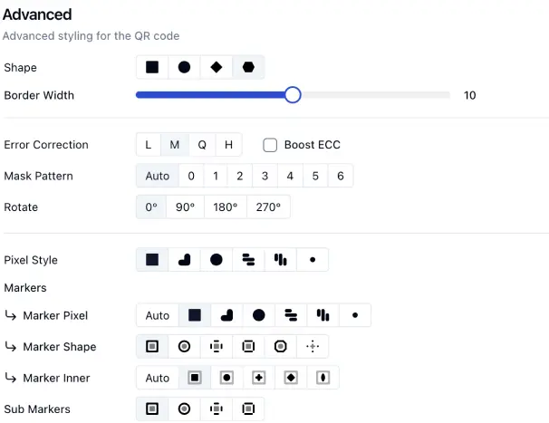QR code customization interface showing branded design options with logo integration